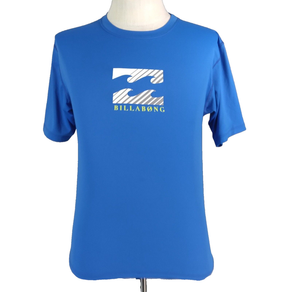 Billabong submerge surf shirt adult men's medium blue short sleeve Dri-Fit UV‎